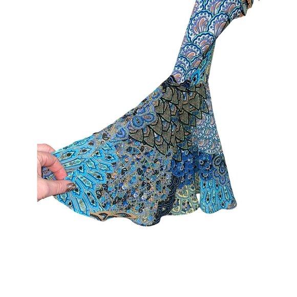 New Prelude Multicolor Bold Bell Sleeve Hippie BOHO Dress Size Medium - Picture 3 of 10
